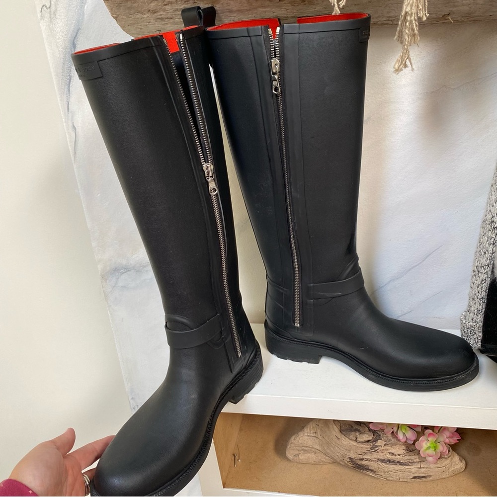 Rag & Bone Tall Riding rubber winter Boots Motto Rain boots-Hunter country vibe - Picture 12 of 13
